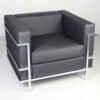 Space Sofa 1 Seater Black Leatherette Upholstered